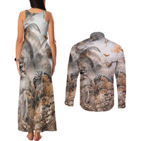 Africa Safari Animals Couples Matching Tank Maxi Dress and Long Sleeve Button Shirt - Wonder Print Shop