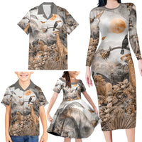 Africa Safari Animals Family Matching Long Sleeve Bodycon Dress and Hawaiian Shirt - Wonder Print Shop