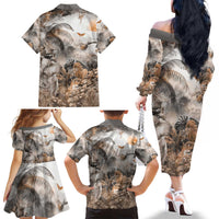 Africa Safari Animals Family Matching Off The Shoulder Long Sleeve Dress and Hawaiian Shirt - Wonder Print Shop