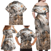 Africa Safari Animals Family Matching Off Shoulder Maxi Dress and Hawaiian Shirt - Wonder Print Shop