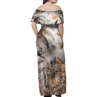 Africa Safari Animals Family Matching Off Shoulder Maxi Dress and Hawaiian Shirt - Wonder Print Shop