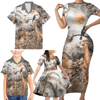 Africa Safari Animals Family Matching Short Sleeve Bodycon Dress and Hawaiian Shirt - Wonder Print Shop