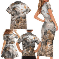 Africa Safari Animals Family Matching Short Sleeve Bodycon Dress and Hawaiian Shirt - Wonder Print Shop