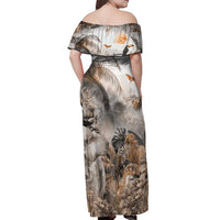 Africa Safari Animals Off Shoulder Maxi Dress - Wonder Print Shop