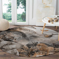 Africa Safari Animals Round Carpet