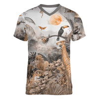 Africa Safari Animals Women V-Neck T-Shirt - Wonder Print Shop