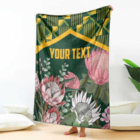Personalized South Africa King Protea Blanket With Kente Patterns