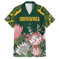 Personalized South Africa King Protea Family Matching Long Sleeve Bodycon Dress and Hawaiian Shirt With Kente Patterns - Wonder Print Shop