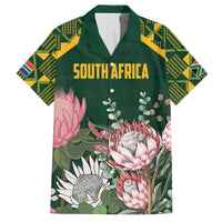 Personalized South Africa King Protea Family Matching Off The Shoulder Long Sleeve Dress and Hawaiian Shirt With Kente Patterns - Wonder Print Shop