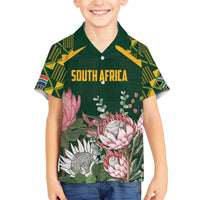 Personalized South Africa King Protea Family Matching Off The Shoulder Long Sleeve Dress and Hawaiian Shirt With Kente Patterns - Wonder Print Shop