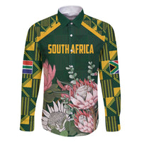 Personalized South Africa King Protea Family Matching Short Sleeve Bodycon Dress and Hawaiian Shirt With Kente Patterns - Wonder Print Shop