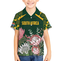 Personalized South Africa King Protea Family Matching Short Sleeve Bodycon Dress and Hawaiian Shirt With Kente Patterns - Wonder Print Shop