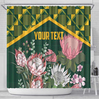 Personalized South Africa King Protea Shower Curtain With Kente Patterns