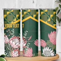 Personalized South Africa King Protea Skinny Tumbler With Kente Patterns - Wonder Print Shop