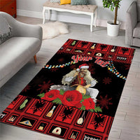 Personalized Albania Christmas Area Rug Albanian Man Playing Lahuta With Red Poppy - Wonder Print Shop