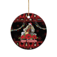Personalized Albania Christmas Ceramic Ornament Albanian Man Playing Lahuta With Red Poppy - Wonder Print Shop