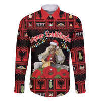 Personalized Albania Christmas Family Matching Mermaid Dress and Hawaiian Shirt Albanian Man Playing Lahuta With Red Poppy - Wonder Print Shop