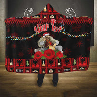 Personalized Albania Christmas Hooded Blanket Albanian Man Playing Lahuta With Red Poppy