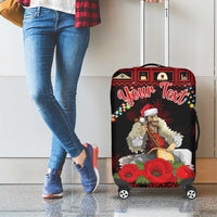 Personalized Albania Christmas Luggage Cover Albanian Man Playing Lahuta With Red Poppy - Wonder Print Shop