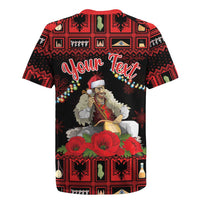 Personalized Albania Christmas Rugby Jersey Albanian Man Playing Lahuta With Red Poppy - Wonder Print Shop