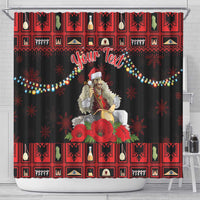 Personalized Albania Christmas Shower Curtain Albanian Man Playing Lahuta With Red Poppy