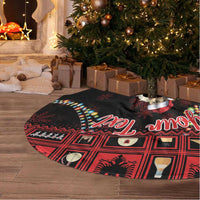 Personalized Albania Christmas Tree Skirt Albanian Man Playing Lahuta With Red Poppy - Wonder Print Shop