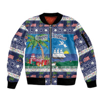 Personalized Liberia Christmas Sleeve Zip Bomber Jacket The Love of Liberty Brought Us Here - Wonder Print Shop