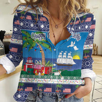 Personalized Liberia Christmas Women Casual Shirt The Love of Liberty Brought Us Here - Wonder Print Shop