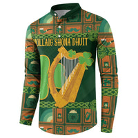 Personalized Ireland Christmas Button Sweatshirt Irish Harp With Lucky Shamrock - Wonder Print Shop