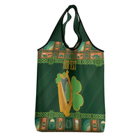 Personalized Ireland Christmas Grocery Bag Irish Harp With Lucky Shamrock