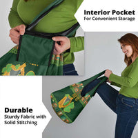 Personalized Ireland Christmas Grocery Bag Irish Harp With Lucky Shamrock