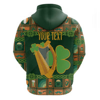 Personalized Ireland Christmas Hoodie Irish Harp With Lucky Shamrock - Wonder Print Shop
