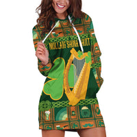 Personalized Ireland Christmas Hoodie Dress Irish Harp With Lucky Shamrock - Wonder Print Shop
