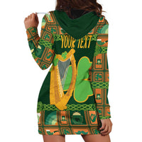 Personalized Ireland Christmas Hoodie Dress Irish Harp With Lucky Shamrock - Wonder Print Shop