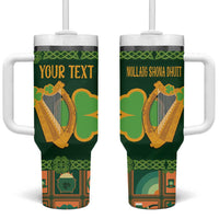 Personalized Ireland Christmas Tumbler With Handle Irish Harp With Lucky Shamrock - Wonder Print Shop