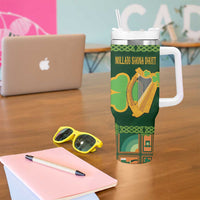 Personalized Ireland Christmas Tumbler With Handle Irish Harp With Lucky Shamrock - Wonder Print Shop
