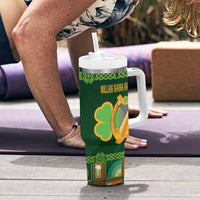 Personalized Ireland Christmas Tumbler With Handle Irish Harp With Lucky Shamrock - Wonder Print Shop