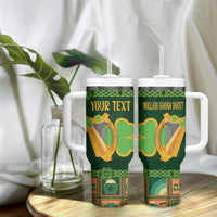 Personalized Ireland Christmas Tumbler With Handle Irish Harp With Lucky Shamrock - Wonder Print Shop