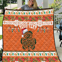 Personalized Ireland Christmas Quilt Irish Shamrock Celtic Nollaig Shona Dhuit - Wonder Print Shop