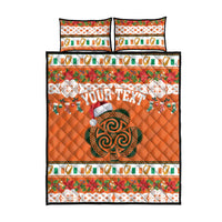 Personalized Ireland Christmas Quilt Bed Set Irish Shamrock Celtic Nollaig Shona Dhuit - Wonder Print Shop