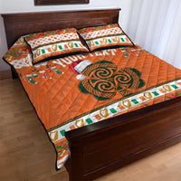 Personalized Ireland Christmas Quilt Bed Set Irish Shamrock Celtic Nollaig Shona Dhuit - Wonder Print Shop