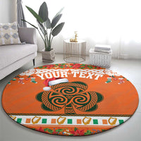 Personalized Ireland Christmas Round Carpet Irish Shamrock Celtic Nollaig Shona Dhuit