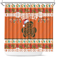 Personalized Ireland Christmas Shower Curtain Irish Shamrock Celtic Nollaig Shona Dhuit