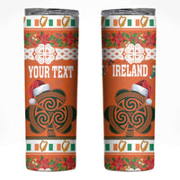 Personalized Ireland Christmas Skinny Tumbler Irish Shamrock Celtic Nollaig Shona Dhuit - Wonder Print Shop