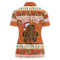 Personalized Ireland Christmas Women Polo Shirt Irish Shamrock Celtic Nollaig Shona Dhuit - Wonder Print Shop