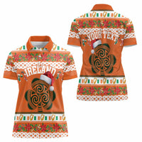 Personalized Ireland Christmas Women Polo Shirt Irish Shamrock Celtic Nollaig Shona Dhuit - Wonder Print Shop