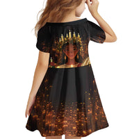 Happy St. Lucy Family Matching Off The Shoulder Long Sleeve Dress and Hawaiian Shirt Light of Christ - Wonder Print Shop