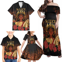 Happy St. Lucy Family Matching Off Shoulder Maxi Dress and Hawaiian Shirt Light of Christ - Wonder Print Shop