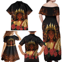 Happy St. Lucy Family Matching Off Shoulder Maxi Dress and Hawaiian Shirt Light of Christ - Wonder Print Shop