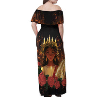 Happy St. Lucy Family Matching Off Shoulder Maxi Dress and Hawaiian Shirt Light of Christ - Wonder Print Shop